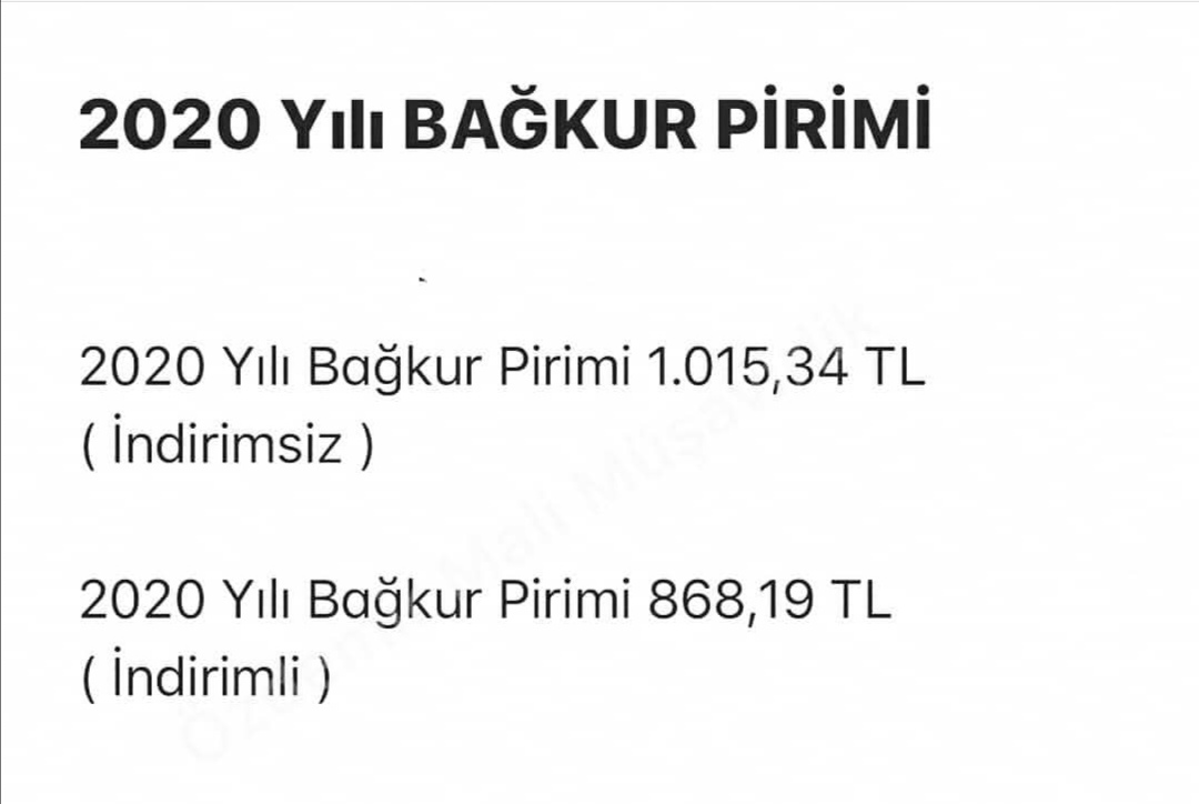2020 Bağkur Primi