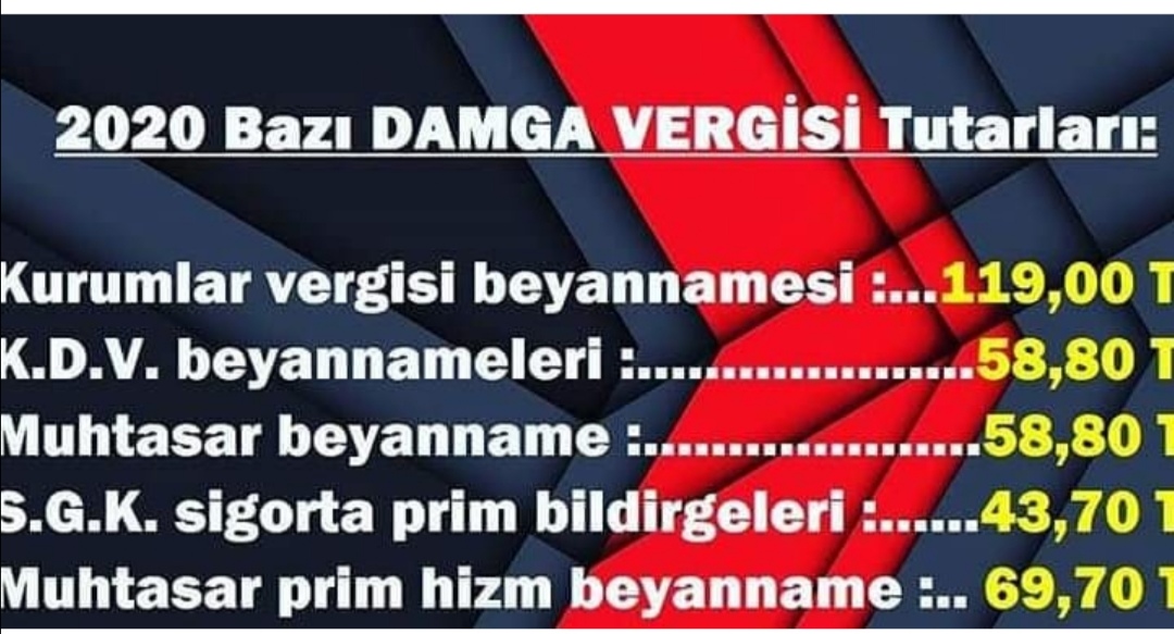 2020 Beyanname Damga Vergileri