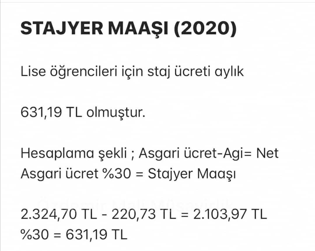 2020 Stajyer Maasi