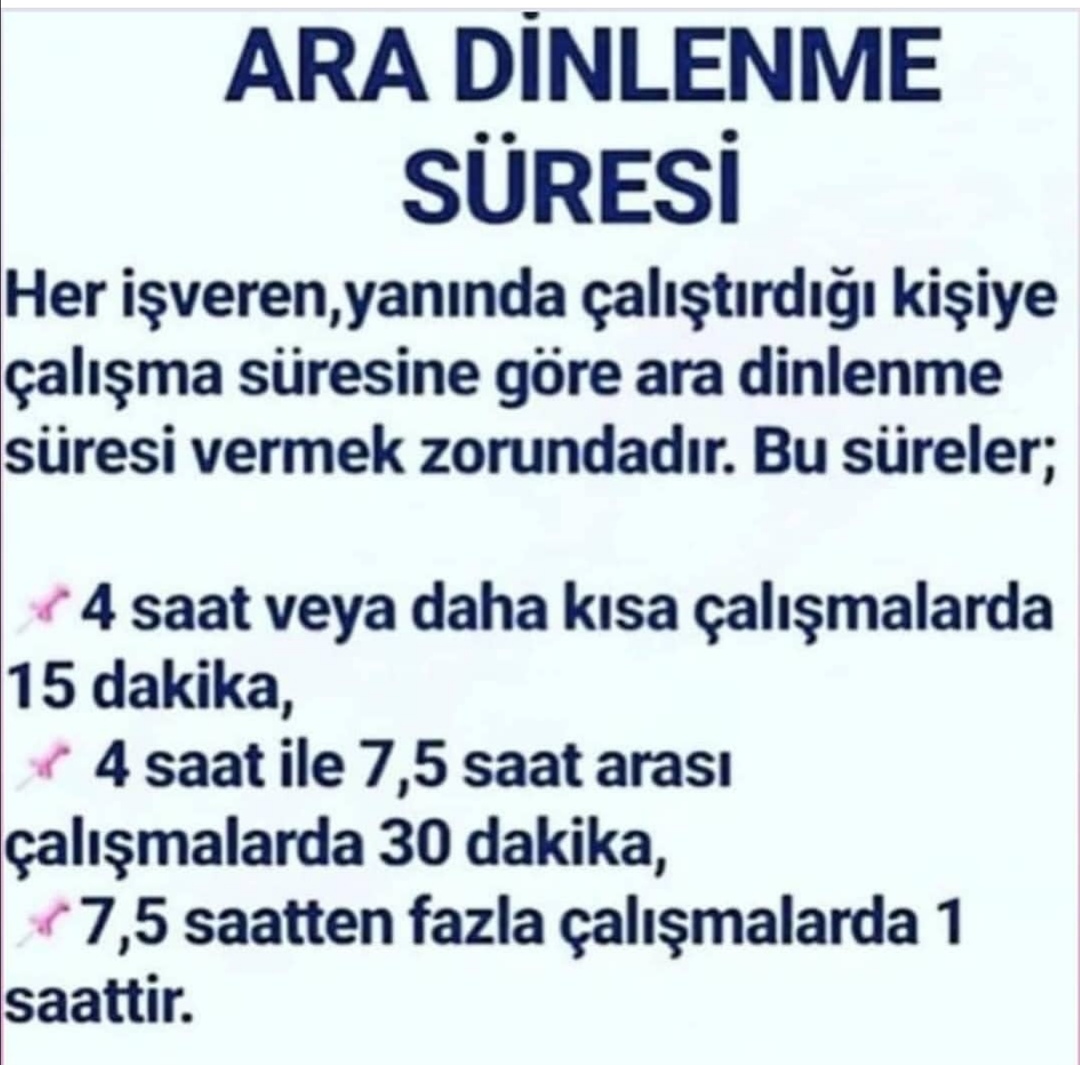 Ara Dinlenme Süreleri