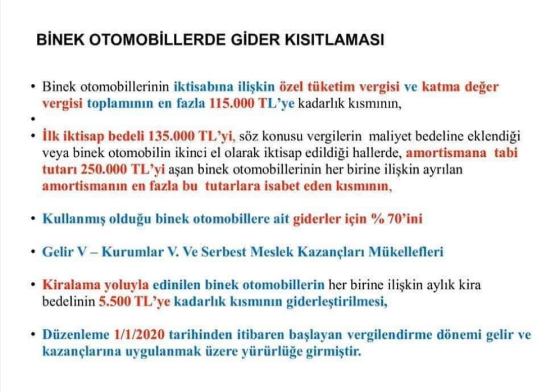 Binek Otomobil Gider Yazilmasi