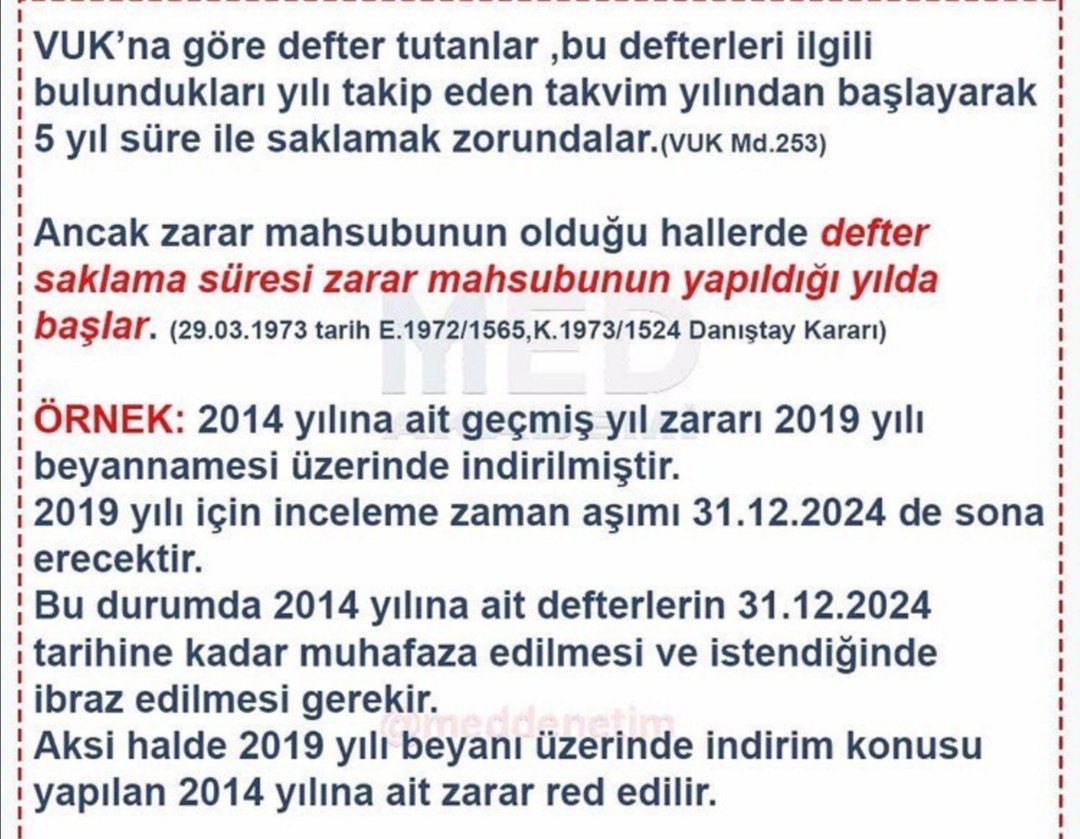 Defter Saklama Süreleri