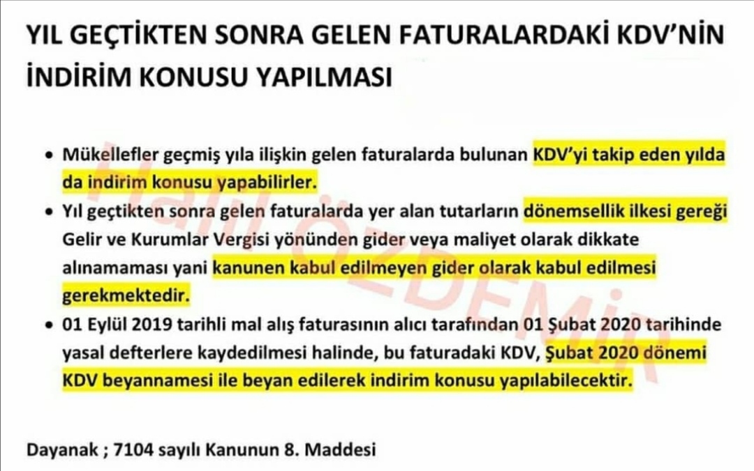 Fatura Dönemsellik Kdv Durumu