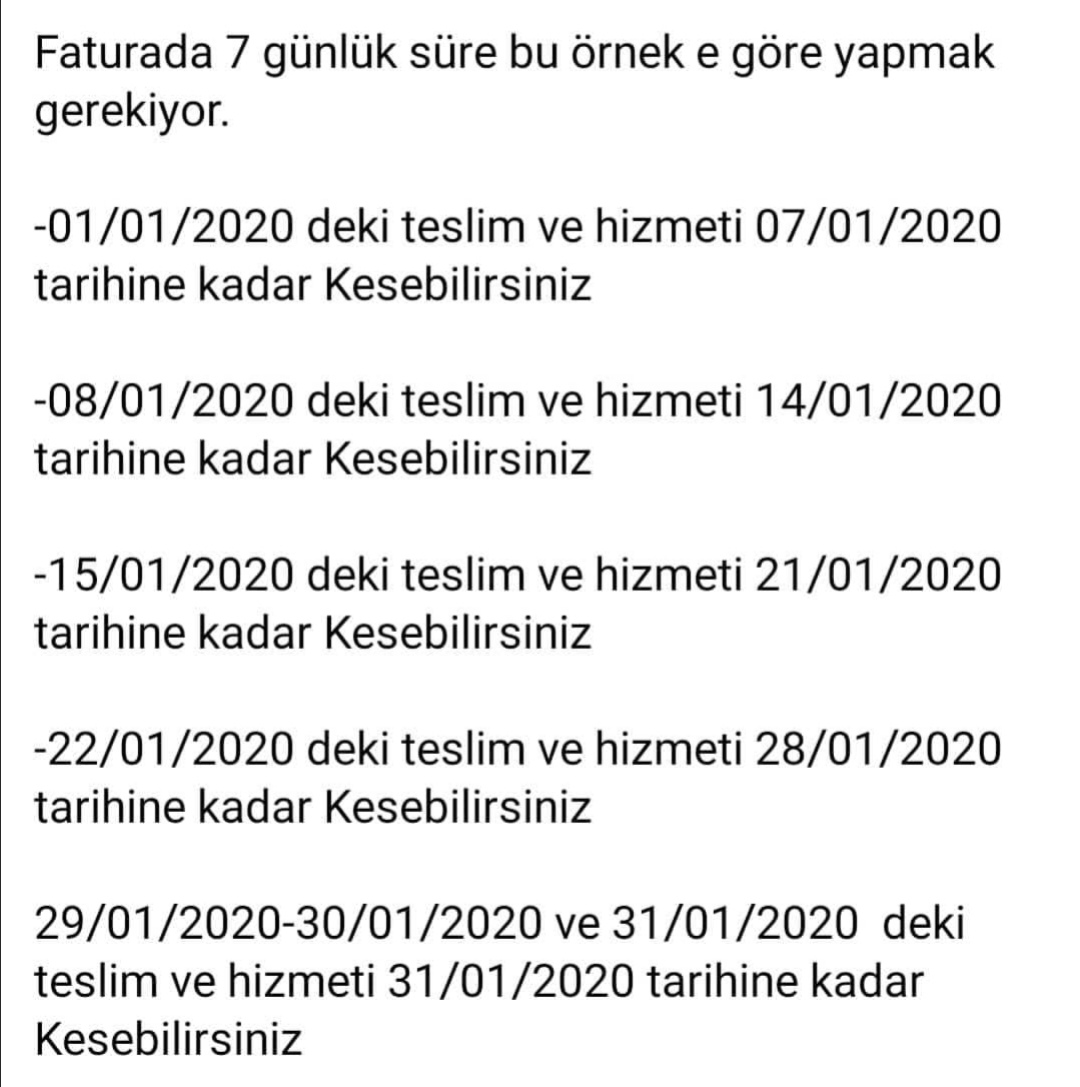 Fatura Düzenleme Süresi
