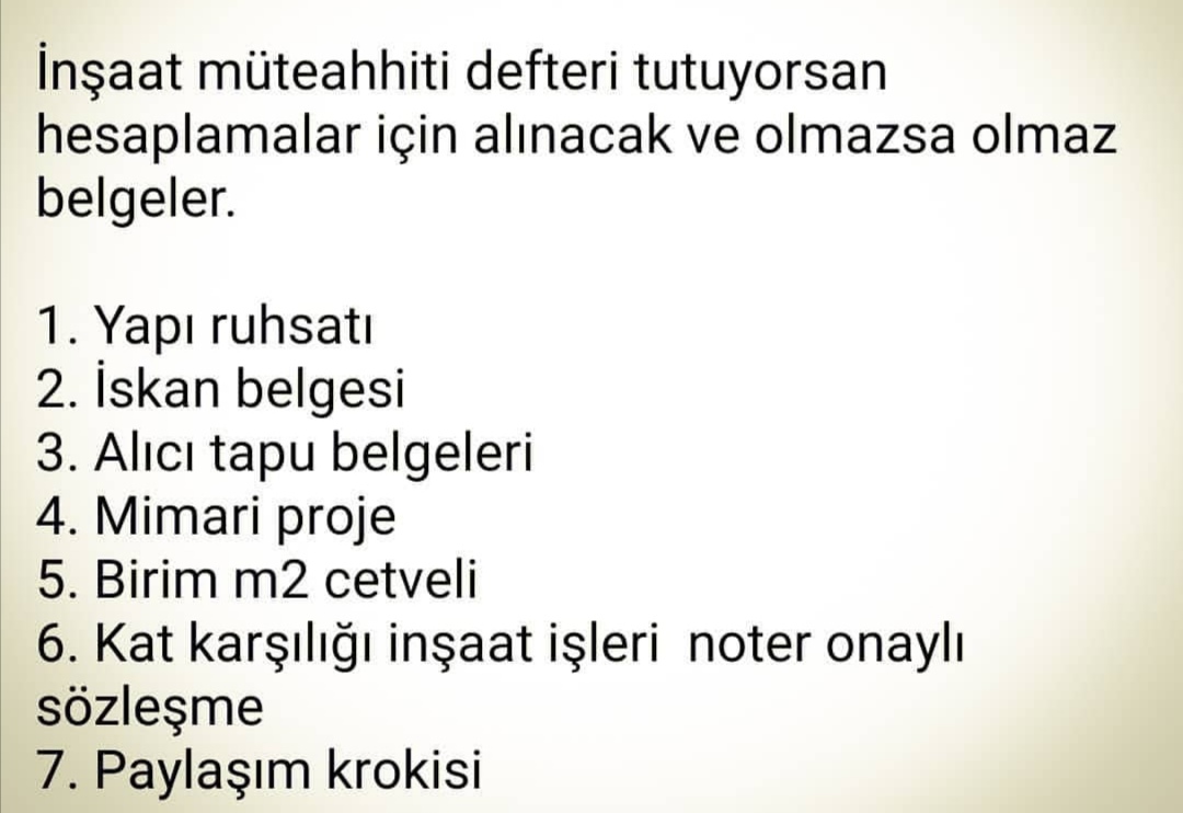 İnsaat Mutaahhiti Belgeleri