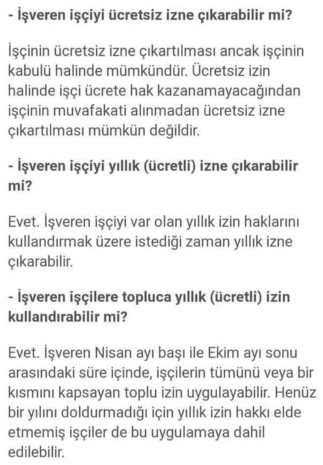 İsci Ucretsiz İzin 2020