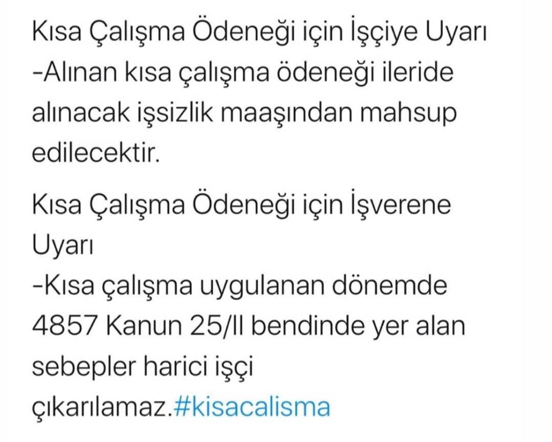 Kisa Calisma Odenegi İsci Çıkartma