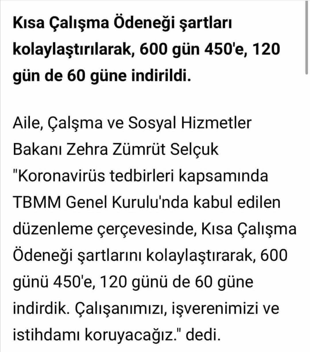 Kisa Calisma Odenegi Sartlari