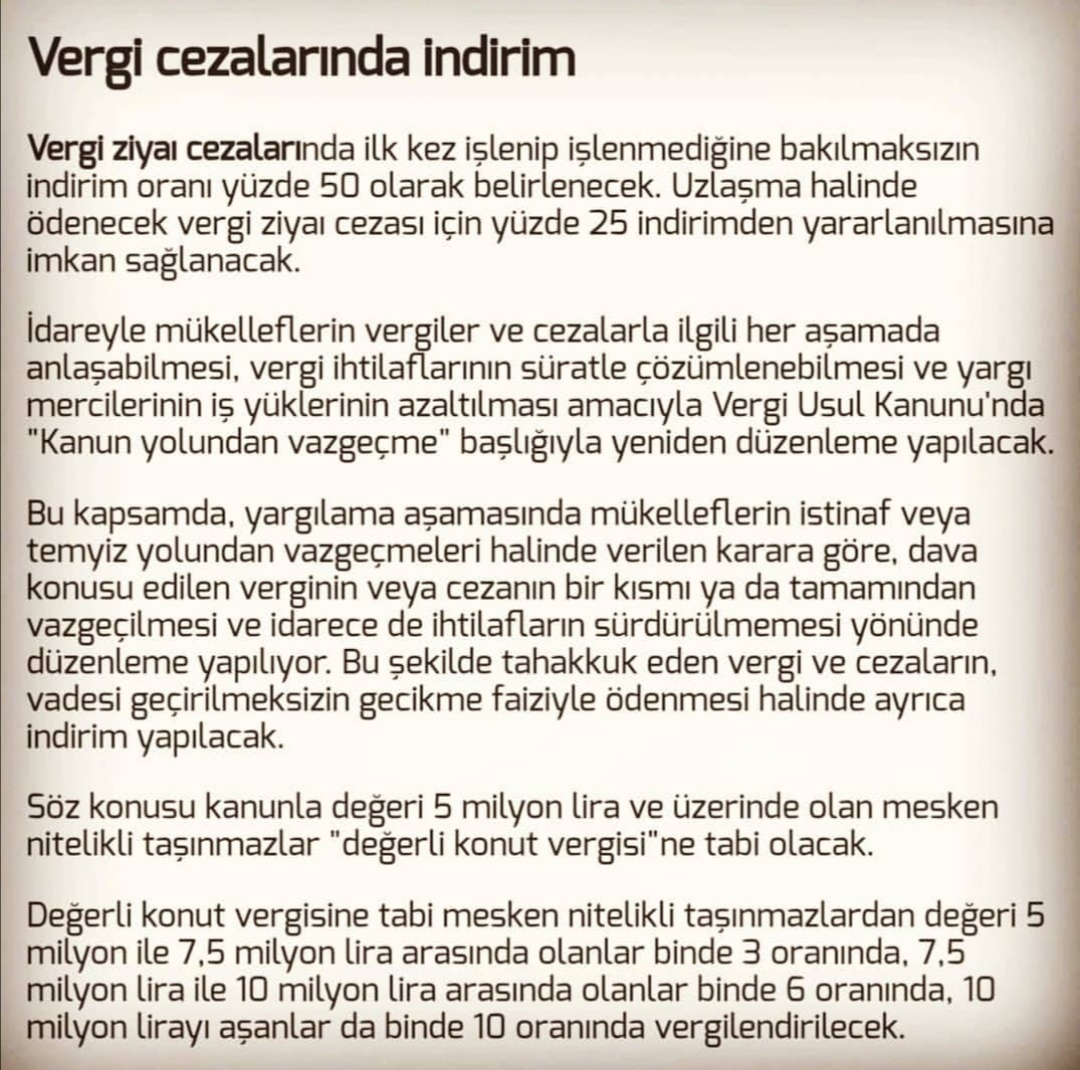 Vergi Cezalarinda İndirim